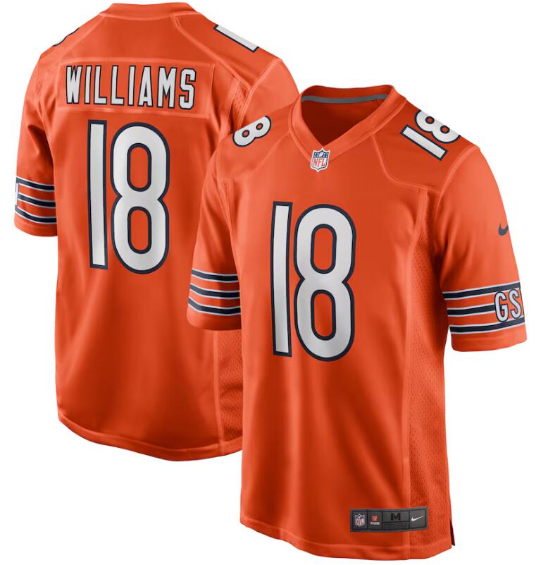 Men Chicago Bears #18 Caleb Williams Nike Orange Alternate 2024 NFL Draft First Round Pick Player Game Jersey